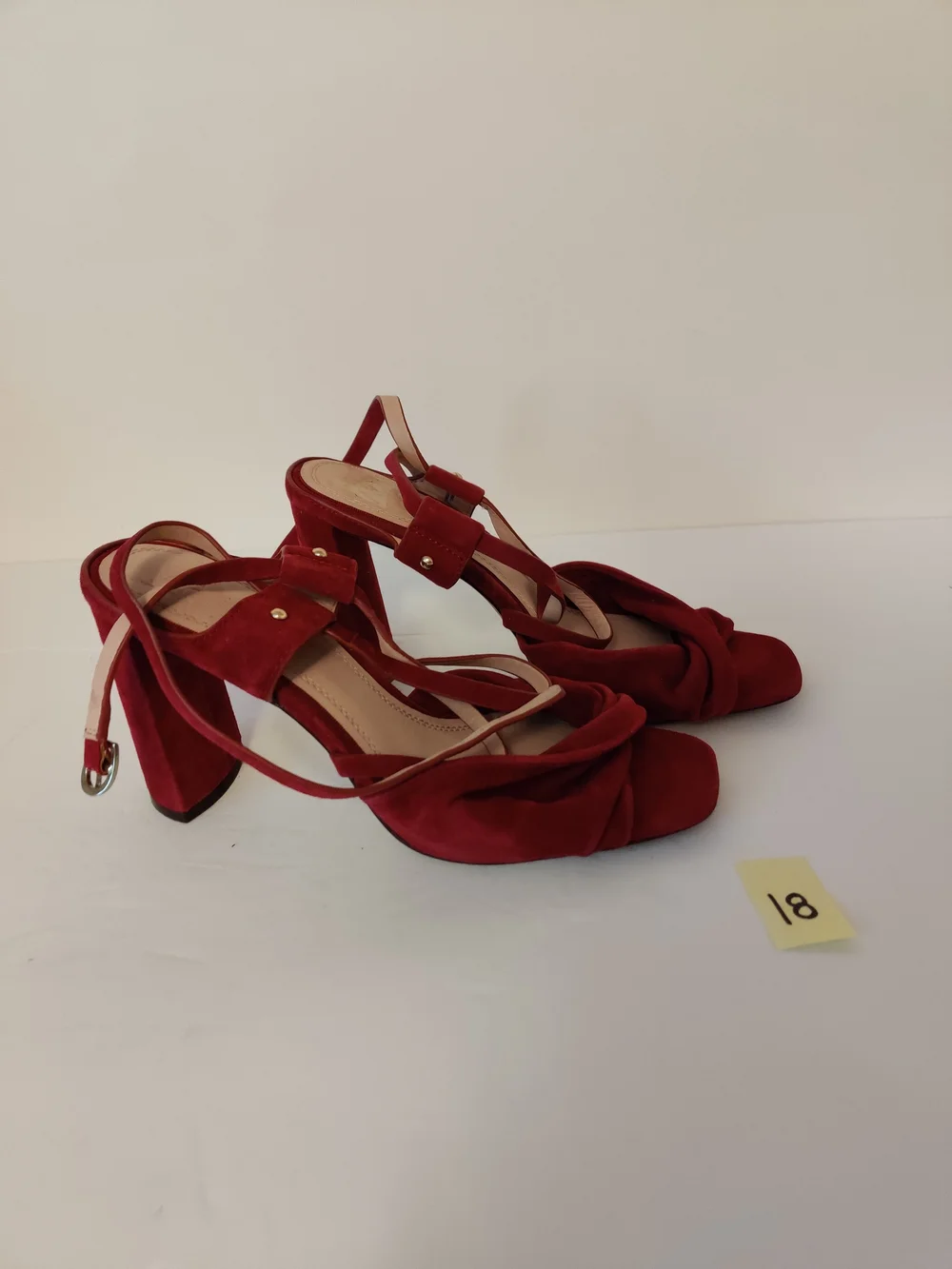 AD & Daughters Red Suede Knot Front Strappy Sandals 7.5